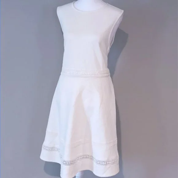 H&M Sleeveless Knee Length White Dress with Embroidery Details - Picture 1 of 3